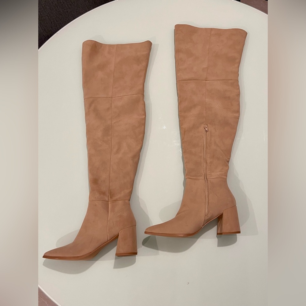 NEW tan suede knee high boots